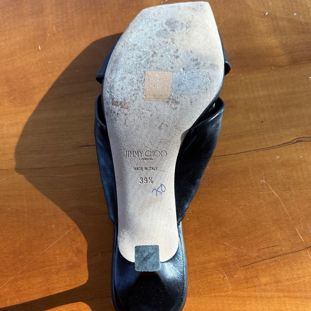 Jimmy Choo Black Leather Mules with Bow - Picture 4 of 4